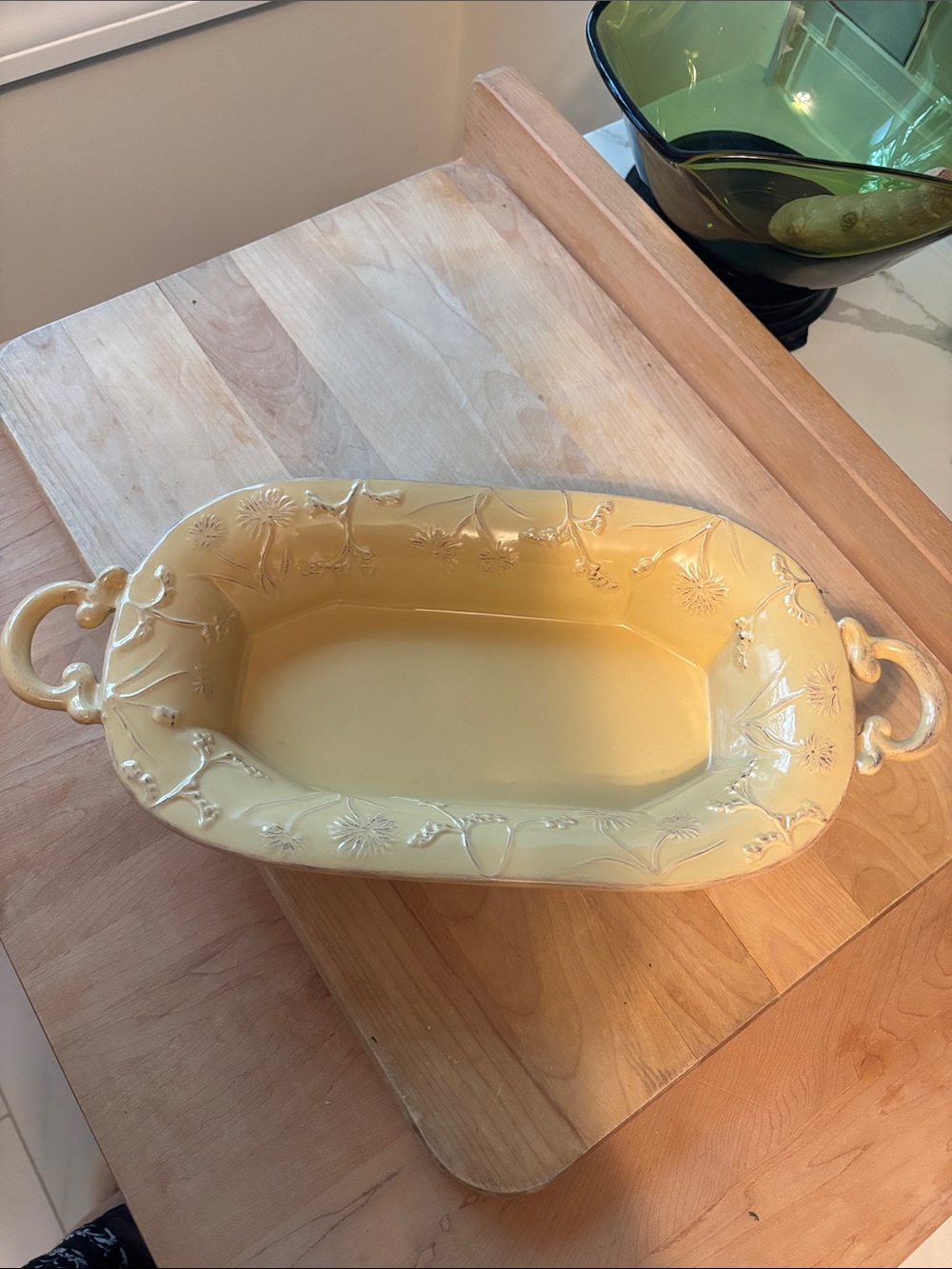 Yellow Ceramic Serving Dish with Handles